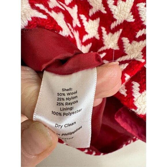 Talbots Wool Blend Red Houndstooth mini skirt sz 4p - Picture 5 of 5